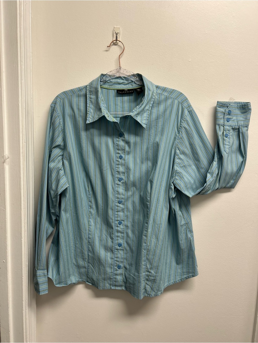 attention Light Blue Striped Button Down Shirt